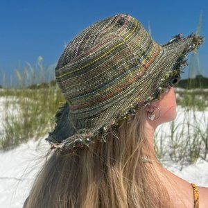 Hemp Summer Beach Sun Hat - Amelia in Green